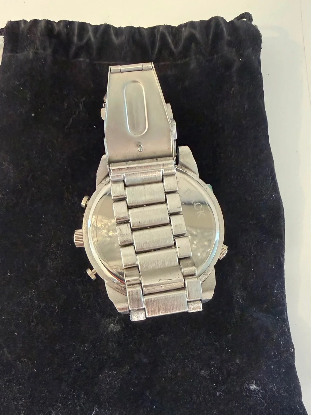 NY London Men's Multi-Dial Watch Silver Tone Rhinestone Bezel Metal Band